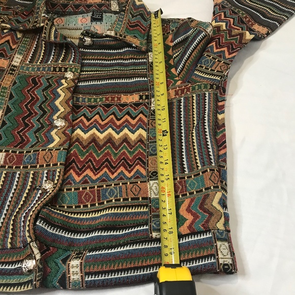 Geometric Patchwork Jacket | Boho Vintage-Style Tapestry Coat - Picture 8 of 12